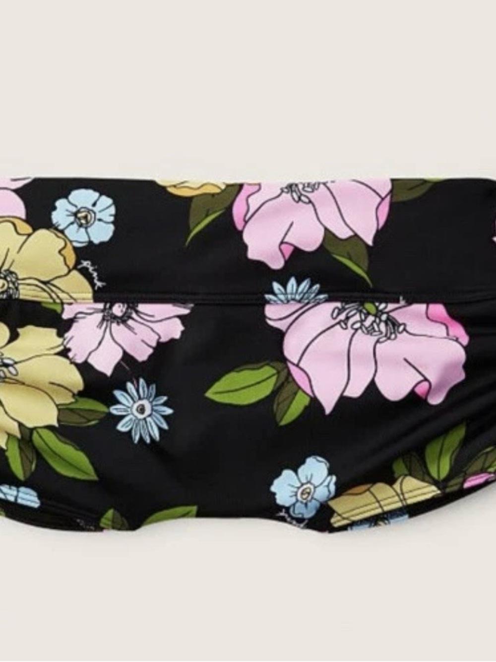 Black Floral Bikini Bottoms with Pastel Flowers